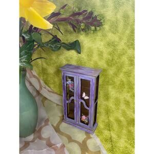 Handpainted floral tall cabinet cupboard Dollhouse Furniture Miniature 1:12 6"